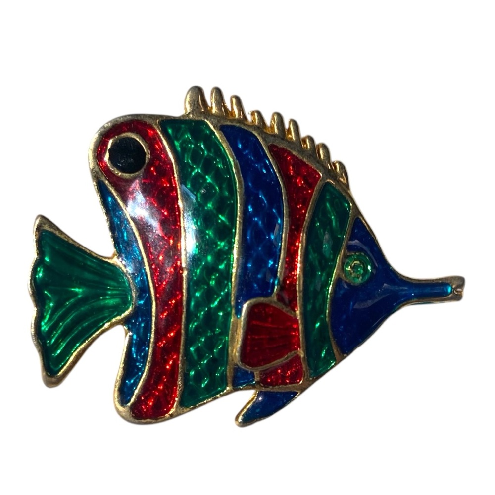 Vintage Enamel Giovanni Butterfly Fish Pin